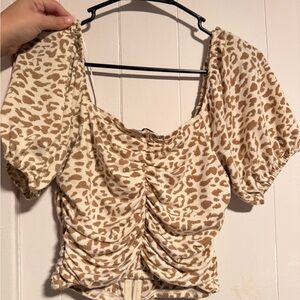 Leopard Print Ruched Women's Top